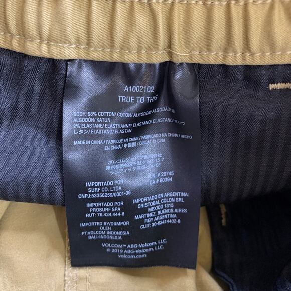 Volcom Shorts Mens S Small Latte Cotton Blend Frickin Modern Stretch Walking - Picture 10 of 14